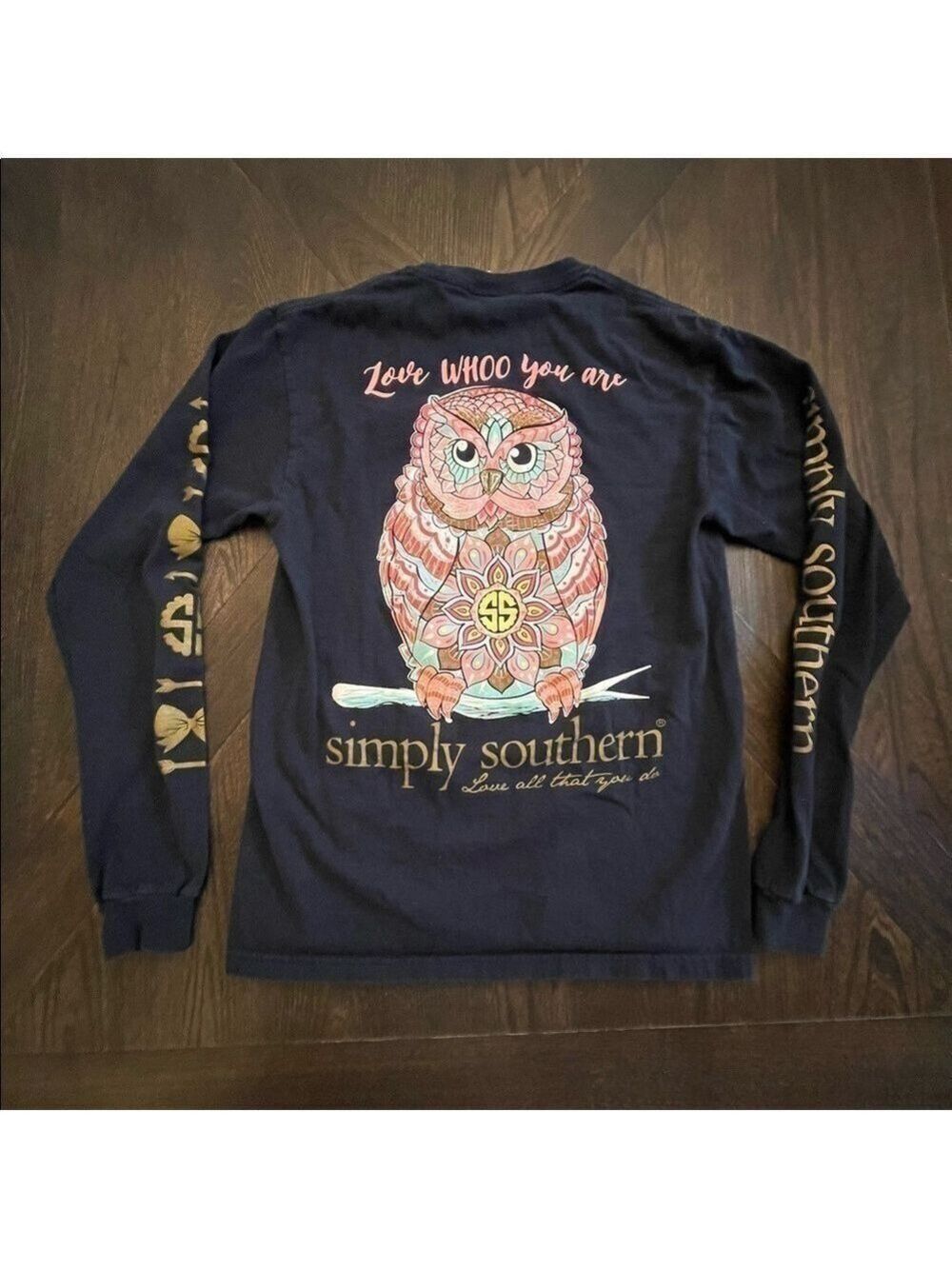 Simply Southern Long Sleeve Tee Navy Blue Small